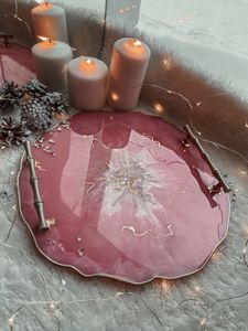 Plateaux de luxe en résine avec poignée en métal pour décoration intérieure moderne cuisine salle à manger pièce maîtresse de service élégante - Product Image 6