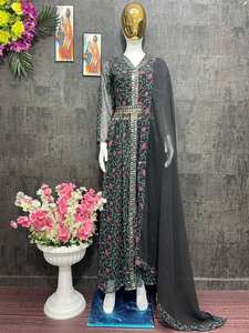 Nouveau haut Anarkali à impression numérique de vêtements de fête de créateur avec sari de style pakistanais Dupatta - Product Image 4
