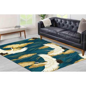 Tapis d'art japonais avec oiseaux grue, tapis imprimé, lavable en machine, abstrait, luxueux, tapis fin non tissé - Product Image 2