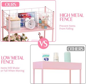 3 Tier Cán Kim Loại giỏ hàng kim loại màu hồng tiện ích lưới giỏ hàng với khóa màu hồng cán giỏ hàng với xử lý cho văn phòng nhà bếp thanh - Product Image 5