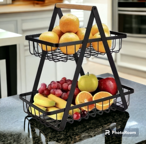 Qualité standard Multi couleur fil fer Fruits légumes stockage paniers en métal Style moderne panier de fruits à la main - Product Image 3