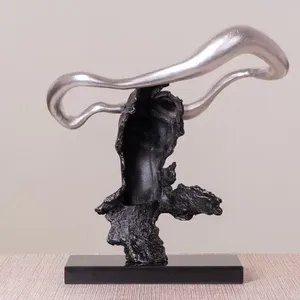 TW Métal Hypnotique (Noir/Argent) Marbre Décor À La Maison Moderne Créatif Design Attrayant Sculpture En Aluminium - Product Image 5
