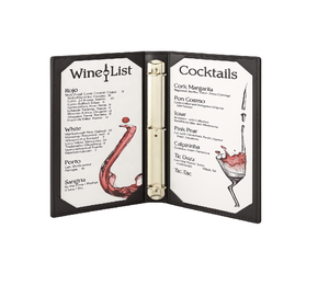 DIVRIS - Porta Menús de Bar Moderno de Cuero PU Negro con Páginas para Lista de Vinos y Cócteles, Capacidad para 25 Páginas, Carpeta Impermeable y Ecológica - Product Image 1