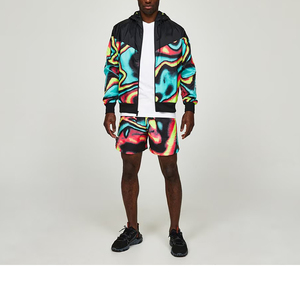 Prince Industry personnalisé vêtements pour hommes court et veste survêtement ensemble deux pièces fermeture éclair survêtement Polyester coupe-vent survêtement - Product Image 6