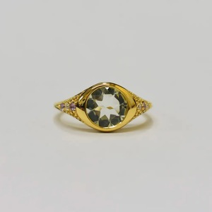 S925 14K <b>Gold</b> Plated Rhodium Plated Chunky Classic Pink <b>Opal</b> Cubic Zirconia Unisex <b>Ring</b> Customizable Retails OEM ODM Party - Product Image 1