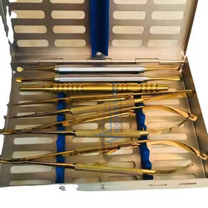 Kit de microcirugía de Health Bay Instruments Juego de 6 piezas Caja de acero inoxidable recubierta de oro Fuente de alimentación manual Serie Castroviejo - Product Image 3