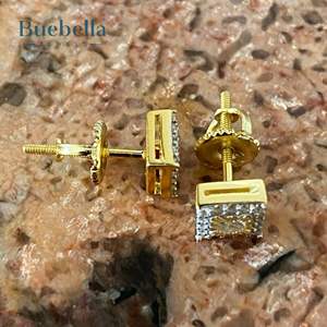 Venta caliente S925 Sterling Silver 14K Gold Dragon Claw Square Stud Earring para hombres - Product Image 4