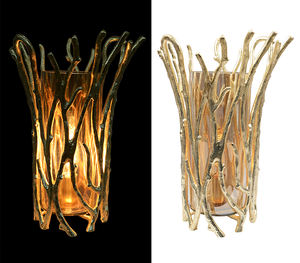 Bougeoir en verre élégant en métal doré Accueil Hôtel Salon-Lanternes de table décoratives Bocaux en bois Éclairage de Noël - Product Image 2