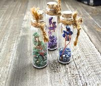 Bouteille de souhaits en cristal enchanteur avec symbole de l'arbre de vie succès manifeste ensemble de richesse et d'abondance trois bouteilles
