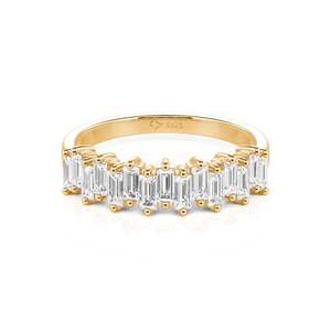 Jeulia Moissanite <b>Ring</b>-<b>Emerald</b> Cut Sterling Silver Women's <b>Band</b> - Product Image 1