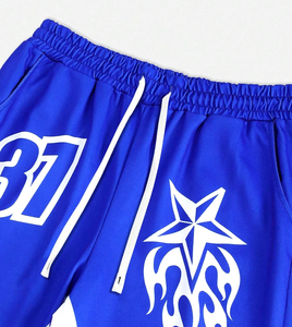 Pantalon de jogging en coton taille haute pour homme, coupe droite évasée, décontracté, respirant, séchage rapide, imprimé, avec cordon de serrage, ample, grandes tailles, vente en gros - Product Image 4