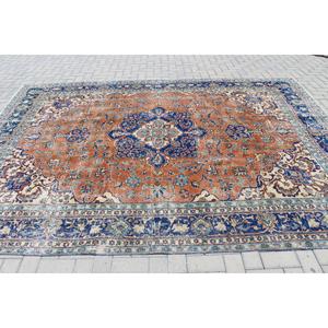 Tapis turc surdimensionné 8x10,9 pieds, tapis bleu vintage du sud-ouest - Product Image 3
