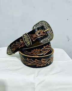 Ceinture de cowboy occidental en cuir de vachette avec boucle en métal en alliage sur mesure OEM avec conception usinée à la main-Meilleur prix de gros - Product Image 6