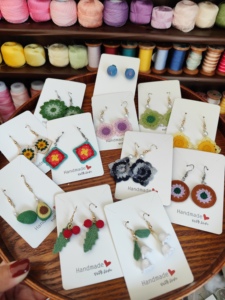Boucles d'oreilles pendantes faites main en coton <span class=keywords><strong>au</strong></span> <span class=keywords><strong>crochet</strong></span>, motif carré <span class=keywords><strong>Granny</strong></span>, micro-<span class=keywords><strong>crochet</strong></span> - Product Image 5