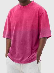 Vêtements d'été en gros Nouveau Stylish 2025 Personnalisé Street Men's Acid-Washed Gradient Short-sleeved Casual T-shirt For Mens - Product Image 3
