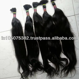 Extensions de cheveux humains vierges Remy non traités de temple indien de qualité supérieure, grade AAAAA, longueur 26 pouces, en vrac - Product Image 1