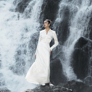 Venta caliente Vestidos Mujeres Casual AUDREY DÍA VESTIDO Manga larga Mison Satén Tela Etiquetas personalizadas Ropa de mujer al por mayor - Product Image 3