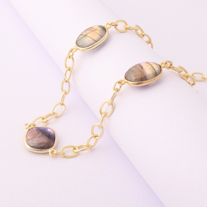 Modern Jewelry Genuine Fire Labradorite & Freshwater Pearl Bezel Setting <b>Necklace</b> Brass <b>Long</b> Layer Multi Station <b>Chain</b> <b>Necklaces</b> - Product Image 4