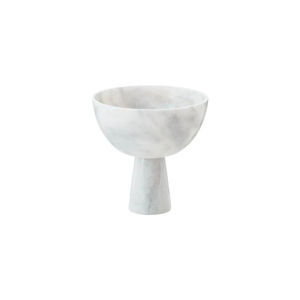 Cuenco de pedestal de mármol blanco de lujo hecho a mano Base cónica elegante cocina moderna para el hogar frutero decorativo piedra Natural - Product Image 1