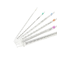 Pipettes sérologiques stériles jetables OEM d'usine, 1 ml, 5 ml, 10 ml, 25 ml, emballées individuellement, pipette de laboratoire