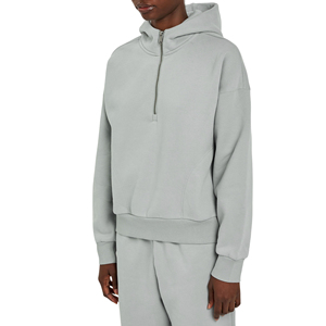 Custom Acid <b>Wash</b> Fleece Oversized Women's Half Zip Hoodie <b>Stand</b> Collar Sweatshirt Quarter Zip Pullover Drop Shoulder Top - Product Image 3