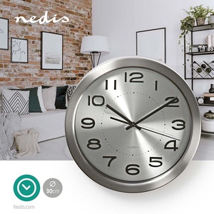 Orologio da parete in acciaio inossidabile grigio 30 cm (Nedis CLWA010MT30SR) - Product Image 2