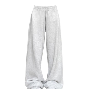 Pantalones Deportivos de Cintura Alta de Moda para Invierno 2025, Pantalones Anchos de Pierna Recta para Mujer, Talla Grande, Cintura Elástica, Transpirables, 100% Algodón - Product Image 1