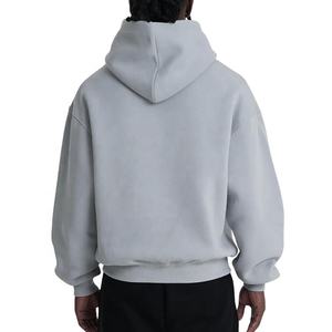 Sweats à capuche Hip Hop de luxe pour hommes impression bouffante personnalisée 100% coton sans ficelle surdimensionné blanc poids lourd Boxy sweats à capuche courts pour hommes - Product Image 2