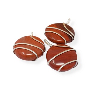 หินควอตซ์ธรรมชาติสีแดง Jasper หัวใจสายพันจี้เงินลวดห่อจักระ reiki หินรักษาจี้ฮวงจุ้ยผลิตภัณฑ์จักระบำบัด - Product Image 2
