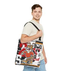 Borsa tote Varsity dal design audace e sportivo, con unico motivo graffiti, manico singolo, chiusura con cerniera, decorazione a lettere, in pelle PU e poliestere - Product Image 6