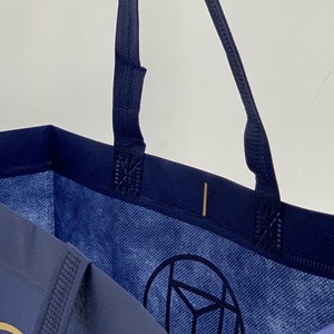 Sac fourre-tout bleu non tissé avec poignées longues, sac de shopping réutilisable en tissu tissé PP pour les affaires - Product Image 5