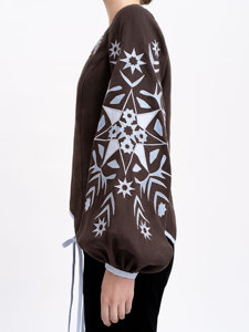 Chic verde blanco rosa sólido texturizado O cuello Puff manga blusa de mujer - Product Image 4