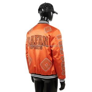 Women Premium Satin Jacket in Vibrant Orange with Embroidered <b>Patch</b> <b>Panels</b> and Custom Logo Options Women Satin Jackets - Product Image 5