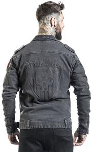 Veste denim matelassée personnalisée unisexe style vintage délavé, col à revers, boutons noirs, poignets en peau de mouton, fermeture à glissière, coupe régulière - Product Image 6
