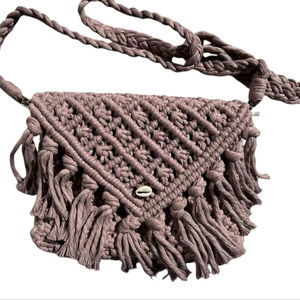 Pochette en macramé à franges, en soie nouée, pliable, tendance, pour Pâques, avec pompons, sangle réglable, vente en gros - Product Image 1