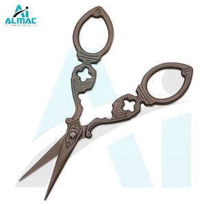 ALMAC Cobre Color Fancy Mini Costura Vintage Ratán Tijeras Bordado Tijeras Flor - Product Image 3