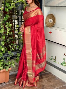 Sari en soie d'Assam pour femme, tissé jacquard Zari, avec bordure de pallu et franges de chemisier, fabriqué en Inde, en stock - Product Image 4