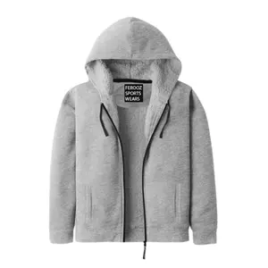 Sudadera con Capucha y Cremallera Completa con Logotipo Personalizado para Hombre, 100% Algodón, Gruesa, de Moda, para Invierno, Técnica Bordada FSW-MH-005 - Product Image 1