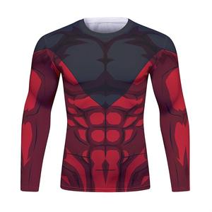 T-shirt de sport à manches longues pour homme, compression anti-UV UPF50+, rash guard, impression par sublimation, haut d'entraînement de fitness - Product Image 5