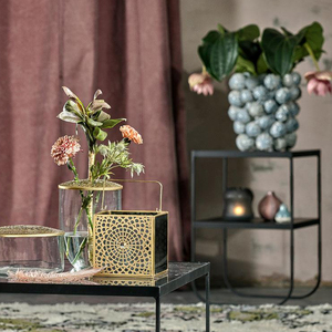 Ramadan Home Decorations Mini Brass Antique Votive Candle Holder with <b>Black</b> Glass Tabletop <b>Lanterns</b> - Product Image 2