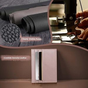 Cartera para tarjetas de crédito, tarjetero, Cartera de cuero genuino para hombres y mujeres con 6 ranuras para tarjetas y 1 Cartera de bolsillo para hombres - Product Image 6