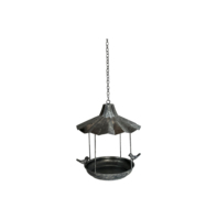 Mangeoire à oiseaux suspendue en métal pour l'extérieur | Structure métallique décorative robuste | Plateau d'alimentation circulaire | Décoration de jardin et nourriture pour oiseaux durable