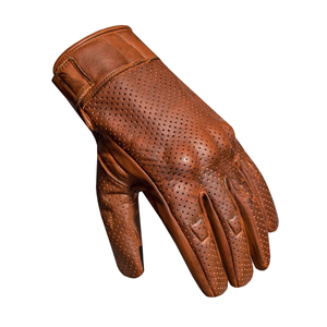 Perforé marron plein doigt en cuir moto équitation gants de Protection des articulations moto Auto course porter des gants pour hommes - Product Image 5