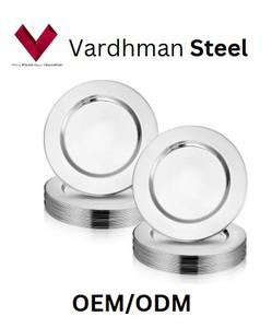 2025 artículos de Venta caliente Placa de cargador redonda de Metal de acero inoxidable vajilla sostenible vajilla segura para alimentos plato de plata - Product Image 5