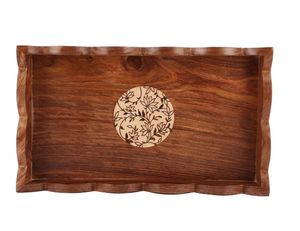 Petit plateau en bois de Sesham et Hêtre Plateau de service en bois avec poignées Plateau de service décoratif Plateau pour table de petit déjeuner Décoratif - Product Image 5