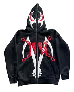 <b>Top</b> 25 26 Design Wholesale Oversize <b>Distressed</b> Vintage Full Face Hoodie With Zipper Custom Design Puff Print Hoodies - Product Image 1