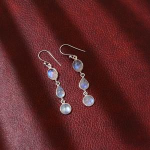 Pendientes de piedra para Niñas para mujer, pendientes de piedras preciosas de piedra lunar de Fuego Azul, pendientes colgantes de plata de ley sólida 925, joyería - Product Image 5