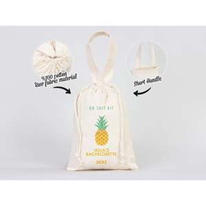 Pineapple Logo Printed Custom Name Bachelorette Party Hand Bags 6 X 8 inch Organic Cotton Hangover Multi Functional <b>Kit</b> Pouch - Product Image 3
