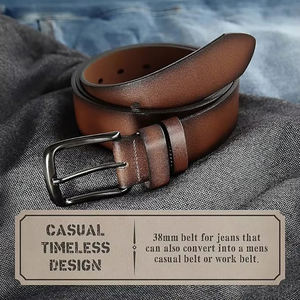 Cinturones de Cuero Vacuno de Alta Calidad Hechos a Medida con Hebilla de Aleación para Hombre, Estilo Casual, Nueva Moda, Venta al por Mayor, de Pakistán - Product Image 2