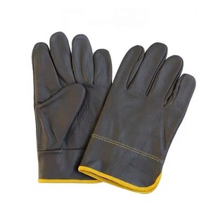 Gants de travail industriels durables en cuir pleine fleur de chèvre, en stock, pour la construction et la conduite, avec manchette à enfiler - Product Image 4